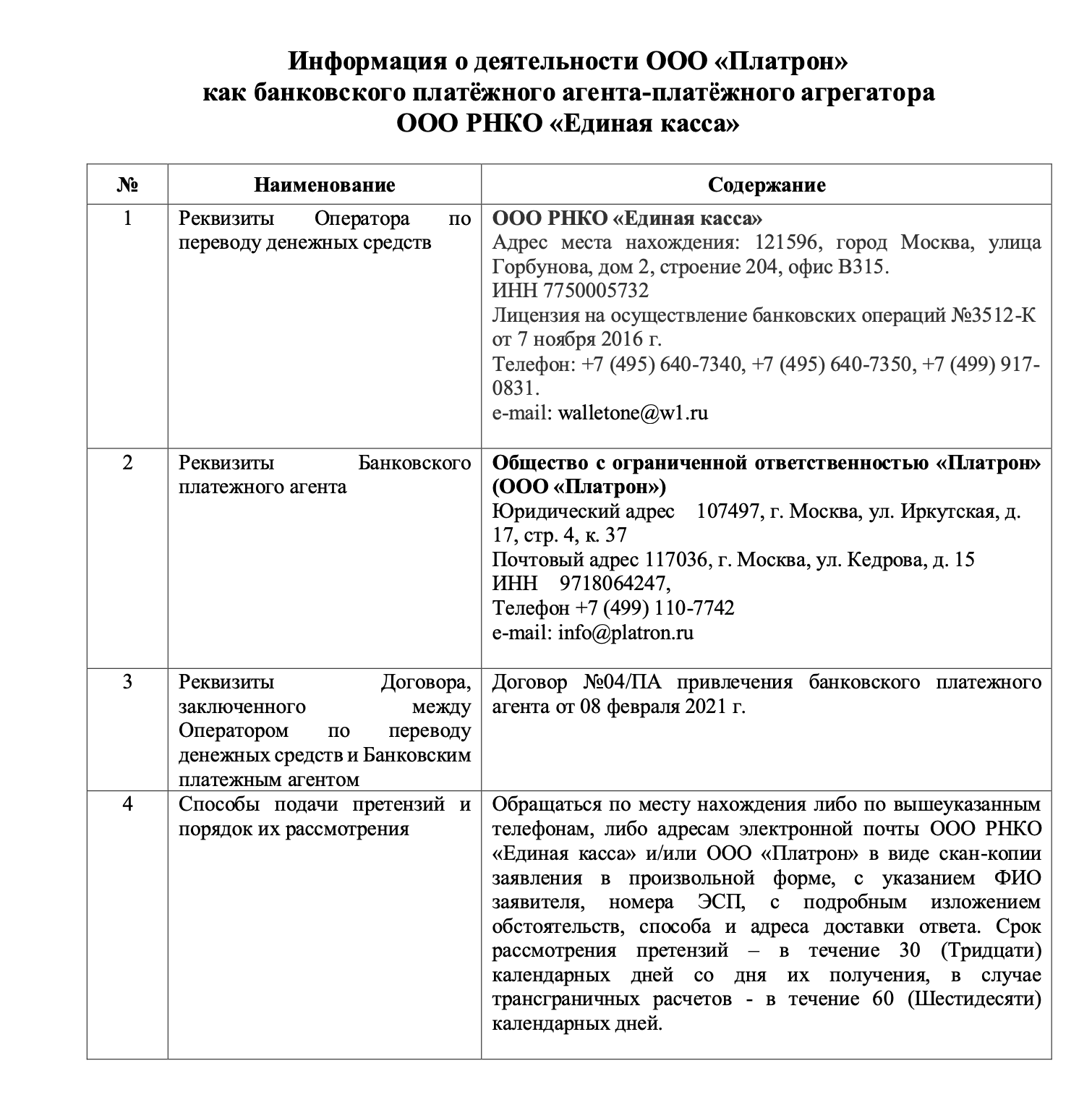Информация о платёжном агрегаторе