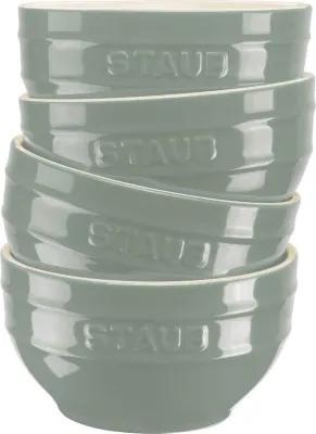 Набор салатников STAUB, 4 предмета, 0,7 л, керамика, зелёный