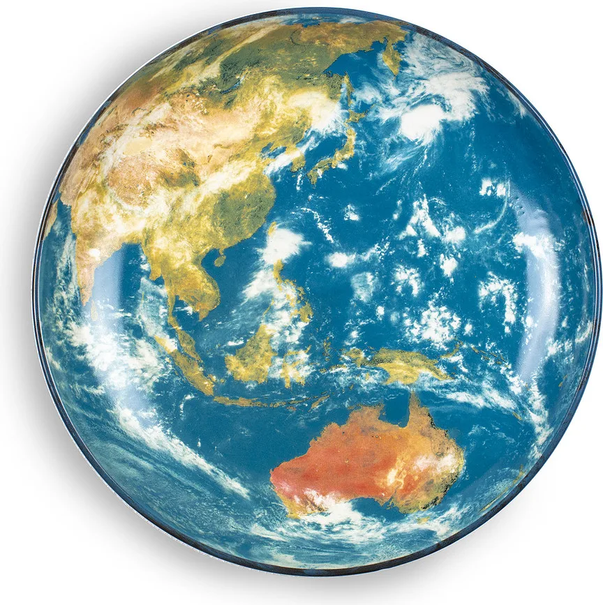 Блюдо сервировочное Seletti Cosmic Earth, круглое, фарфор, Ø 32 см, синее