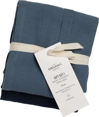 Набор кухонных полотенец The Organic Company Gift, 2 шт., хлопок, 86×53 см, синее