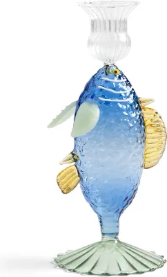 Подсвечник K Amsterdam Fish, стекло, 18,5×8 см, разноцветный