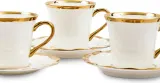 Набор чашек с блюдцами Polspotten Golden Finds, 4 предмета, 220 мл, фарфор, белый — фото 3