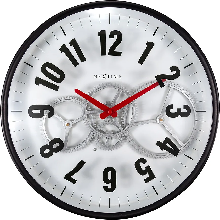 Настенные часы NeXtime Modern Gear Clock, металл, Ø36 см, белые