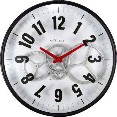 Настенные часы NeXtime Modern Gear Clock, металл, Ø36 см, белые