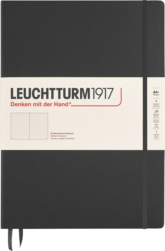 Блокнот Leuchtturm 1917, w twardej oprawie + 235 stron, A4, в точку, чёрный