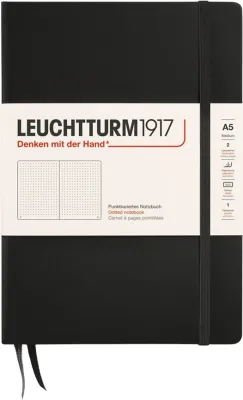 Блокнот Leuchtturm 1917, w twardej oprawie 251 stron, A5, в точку, чёрный