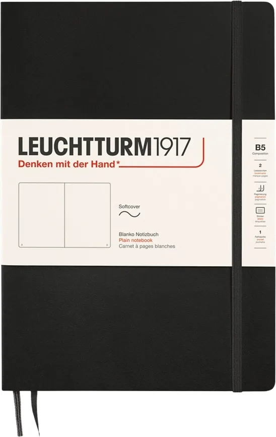 Блокнот Leuchtturm 1917, w miekkiej oprawie 123 strony, B5, чёрный
