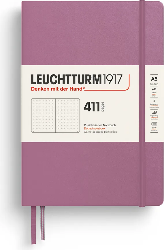 Блокнот Leuchtturm 1917, w twardej oprawie 411 stron, A5, в точку, розовый