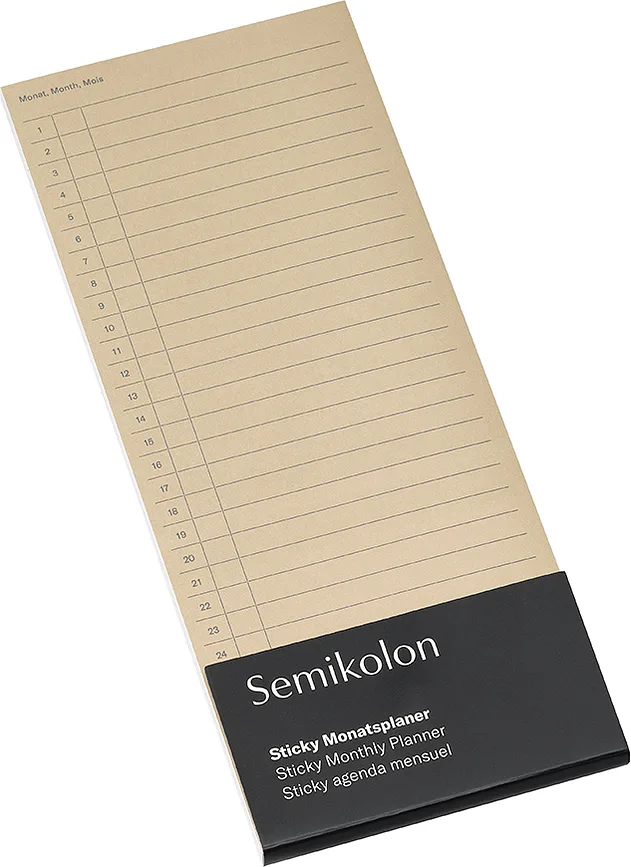 Блокнот Semikolon, miesieczny samoprzylepny, A5, коричневый
