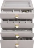 Шкатулка для украшений Stackers classic 4 szufladami, прямоугольная, синтетический материал, 25×18 см, коричневая — фото 1