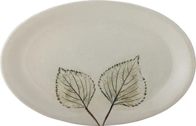 Блюдо сервировочное Bloomingville Aubrin, овальное, каменная керамика, 19×30 см, бежевое