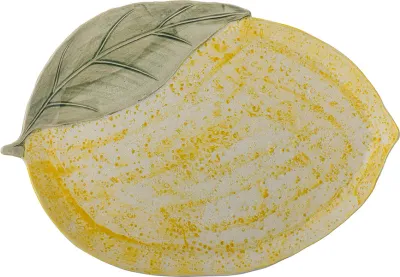 Блюдо сервировочное Bloomingville Hadden cytryna, овальное, каменная керамика, 22,5×32 см, жёлтое