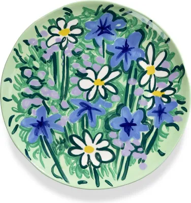 Блюдо сервировочное Serax Spring, круглое, каменная керамика, Ø 35 см, зелёное