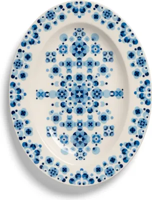 Блюдо сервировочное &K Amsterdam Bluedot, овальное, фарфор, 35×27 см, белое