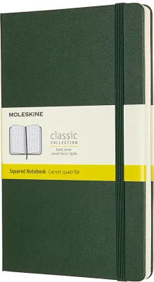 Блокнот Moleskine, L 240 stron, A5, в клетку, зелёный