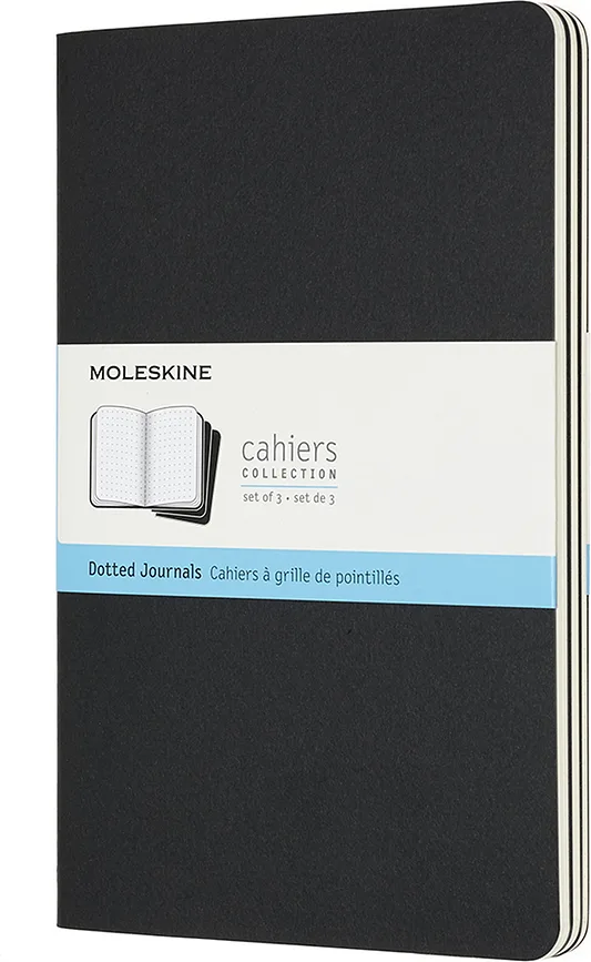 Набор блокнотов Moleskine, Cahier Journals L czarne, A5, в точку, 3 шт., чёрный
