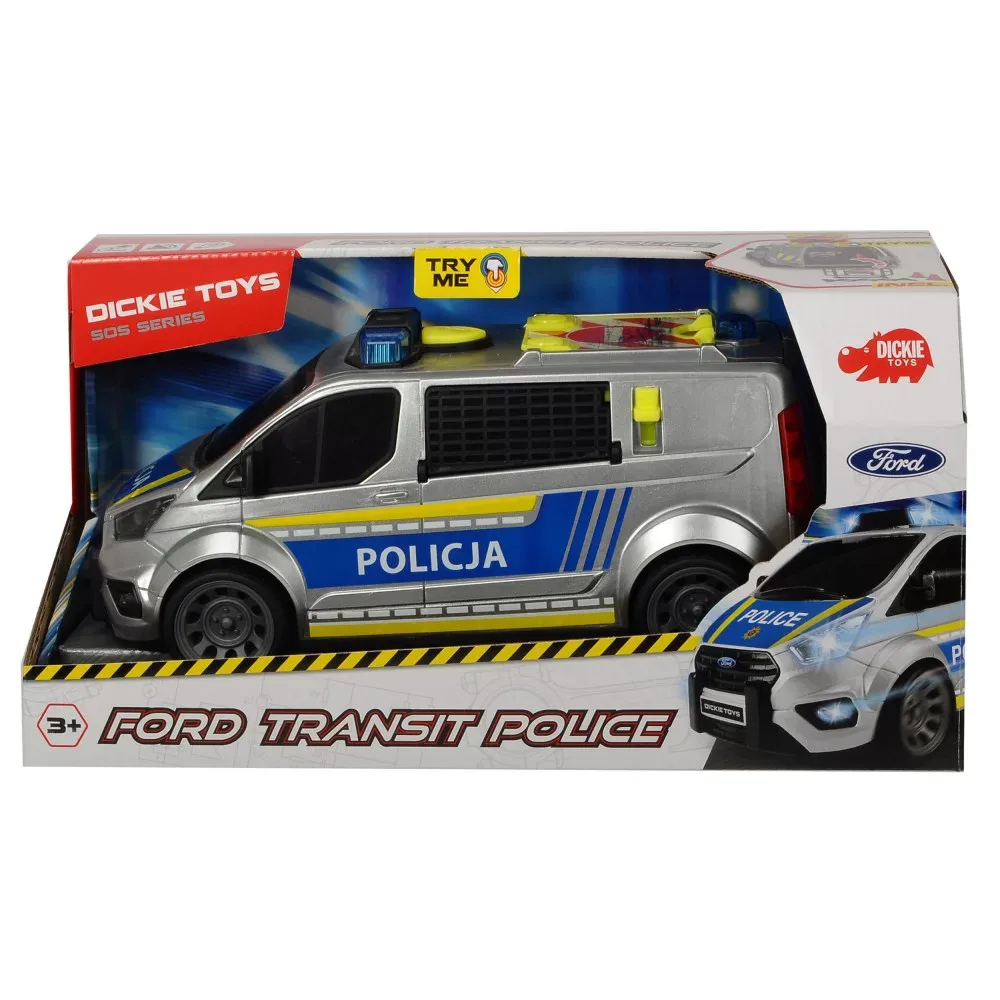 Dickie SOS - Полицейская машина Ford Transit 1:18 28 см Свет Звук + Аксессуары 3715013