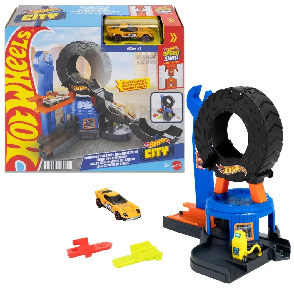 Mattel Игровой набор Hot Wheels Автомастерская-колесо с машинкой JHL75