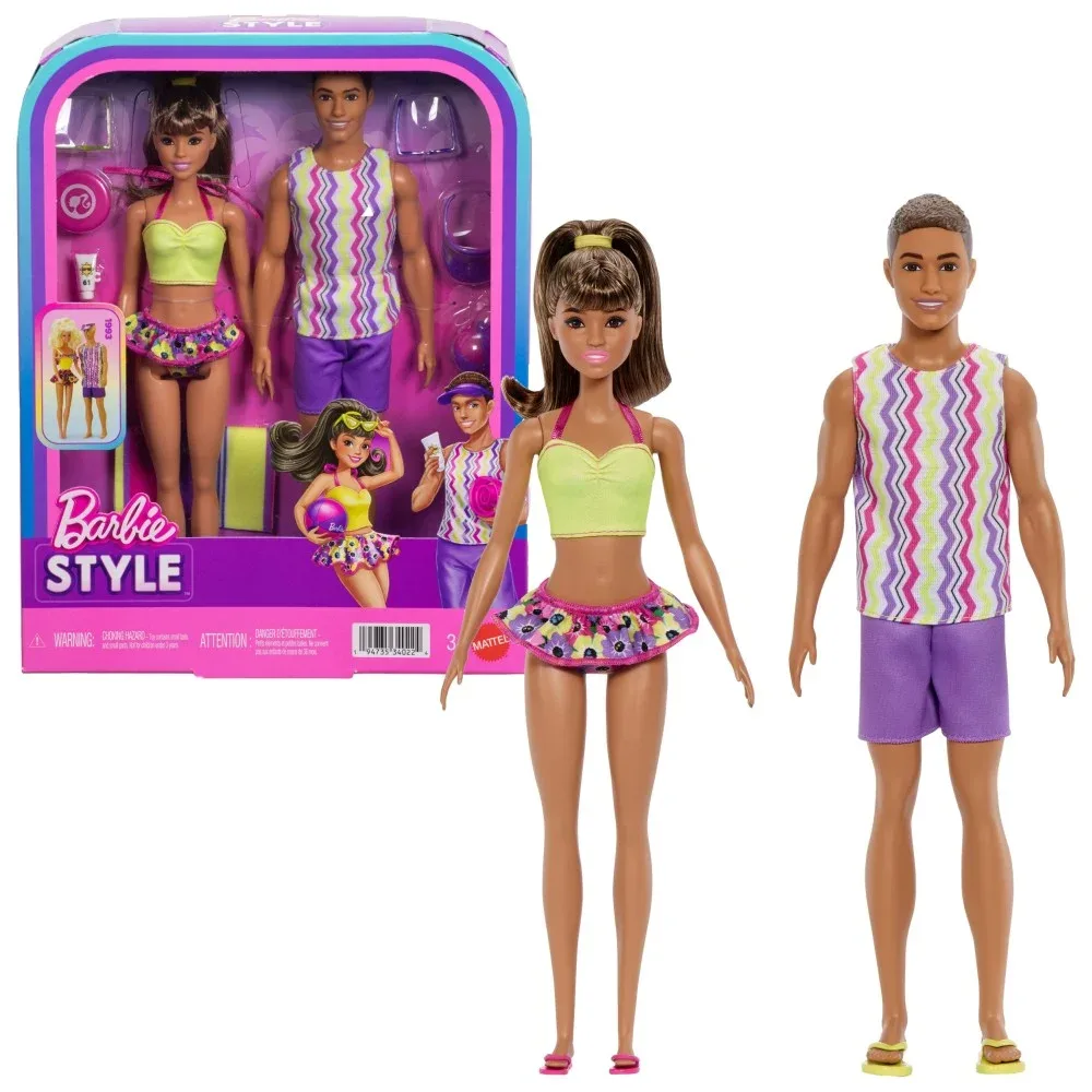 Mattel Набор из двух кукол Barbie Style Барби и Кен на пляже с аксессуарами JJP05