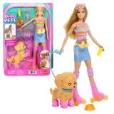 Mattel Кукла Barbie на роликах с собачкой на поводке JMJ44 — фото 1
