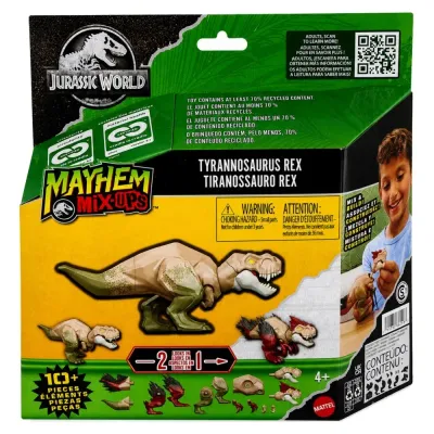 Mattel Динозавр-конструктор 2-в-1 Тираннозавр Рекс Мир Юрского периода JLF12