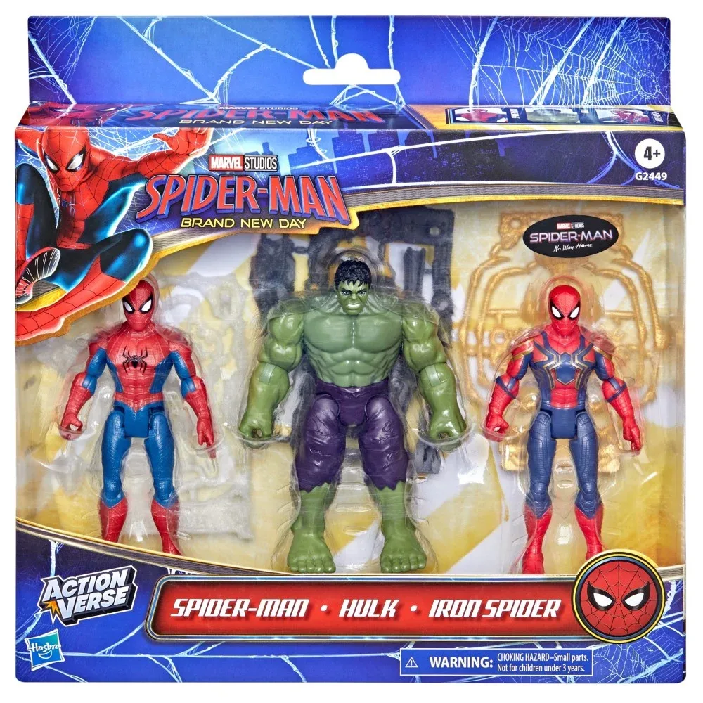 Hasbro Набор фигурок Человек-паук, Халк и Железный паук 11,5 см ActionVerse G2449