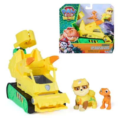 Spin Master Щенячий патруль и динозавры — бульдозер Крепыша Dino Rescue с фигуркой щенка 6075771