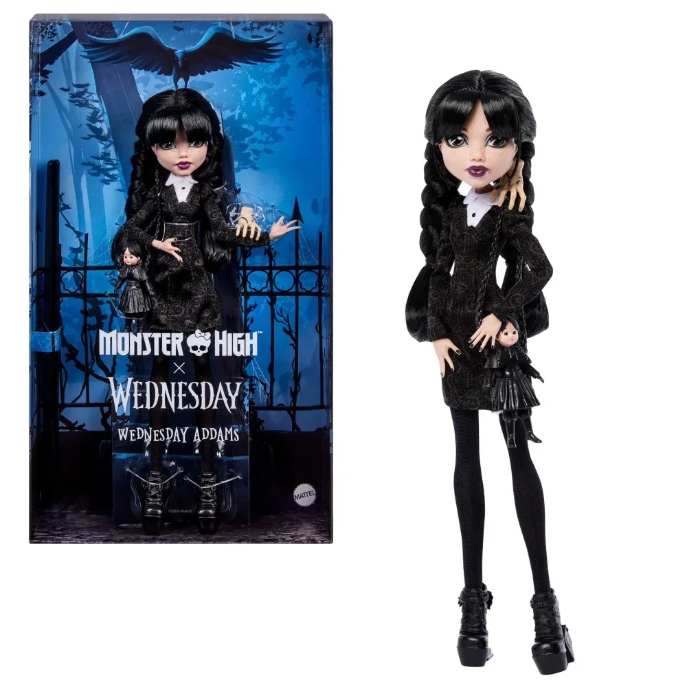 Mattel Monster High x Wednesday — коллекционная кукла Уэнсдэй Аддамс с Вещью JNJ91