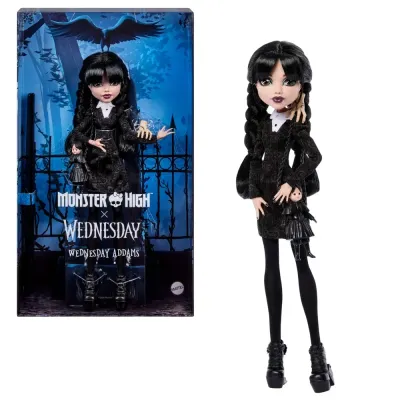 Mattel Monster High x Wednesday — коллекционная кукла Уэнсдэй Аддамс с Вещью JNJ91
