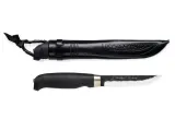Нож Marttiini Lynx Black Edition углеродистая сталь 80CrV2 с кожаными ножнами — фото 1