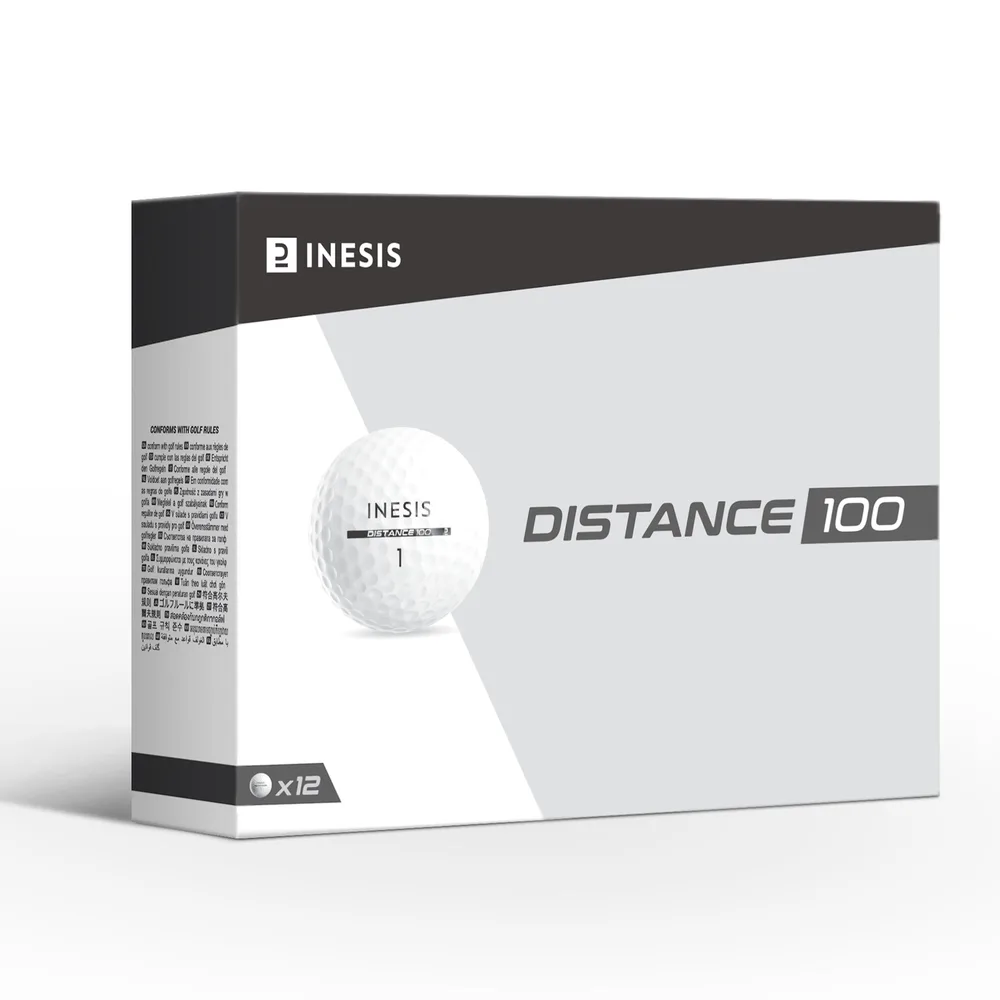 Мячи для гольфа Inesis Distance 100, 12 штук