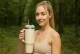 Extralink Кружка термическая с трубочкой и ручкой Black Forest 1200 мл бежевая — фото 6
