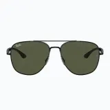 Солнцезащитные очки Ray-Ban RB3683, чёрные, зелёные линзы — фото 2