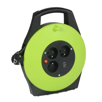 Удлинитель на катушке Germina 10 м с USB, 3 розетки, 16 А
