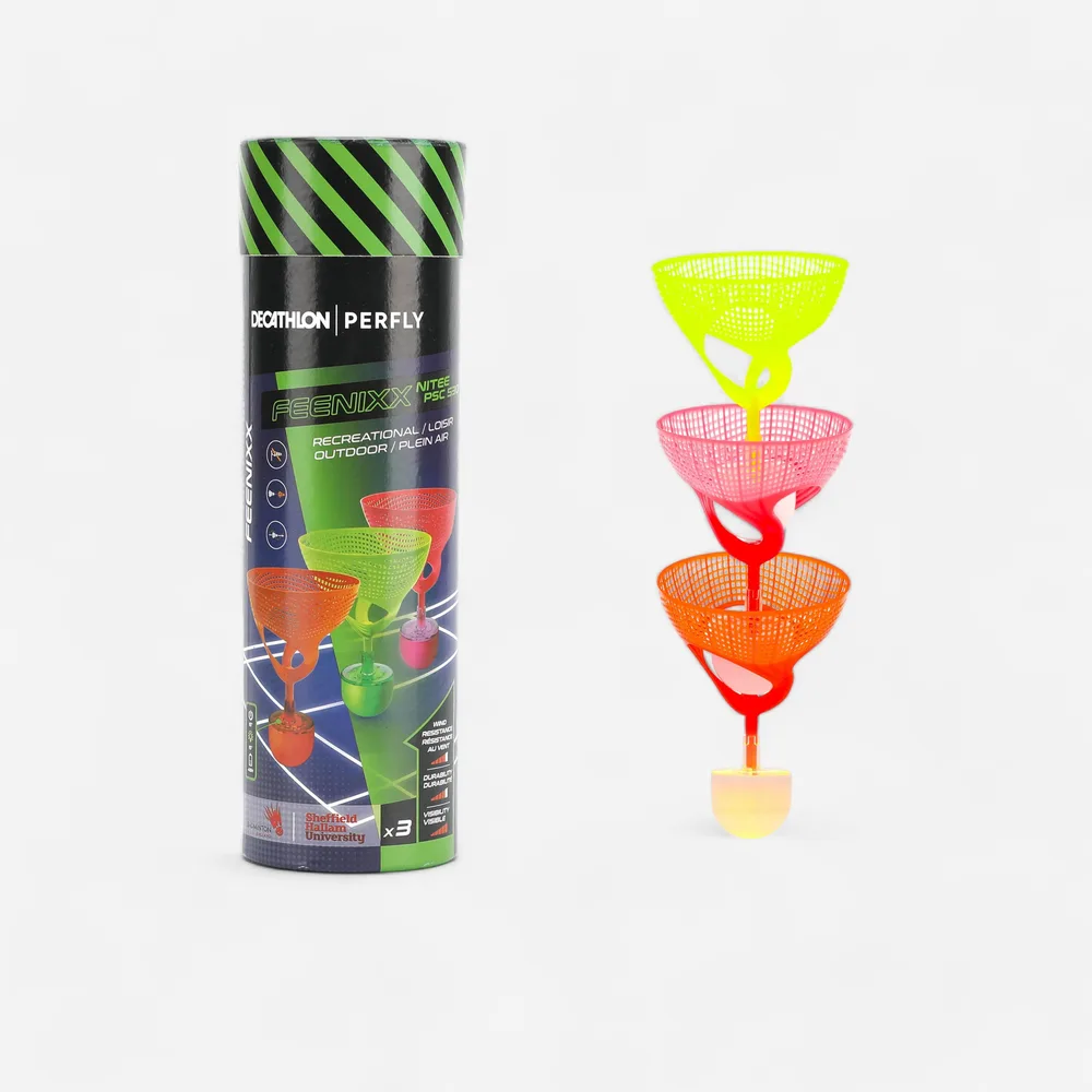 Decathlon Светящиеся воланы для бадминтона Perfly Feenixx 530 Nite X3, 3 шт