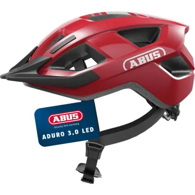 Шлем велосипедный Abus Aduro 3.0 LED красный Blaze Red