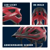 Шлем велосипедный Abus Aduro 3.0 LED красный Blaze Red — фото 4