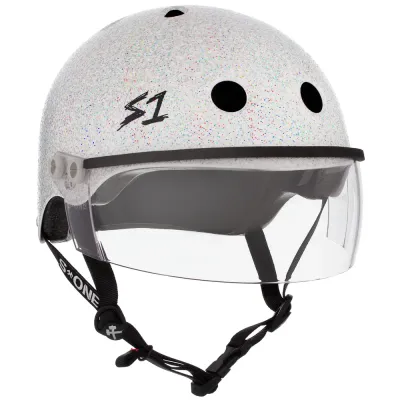 Шлем защитный S-One Lifer Visor White Glitter с козырьком