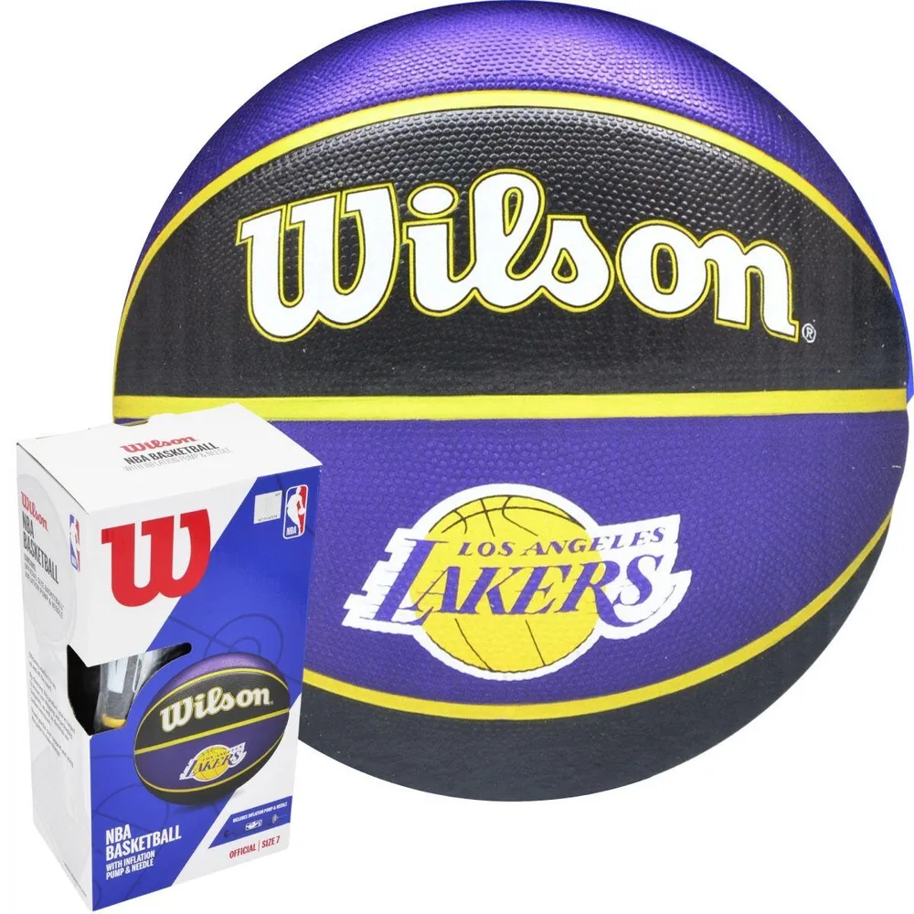 Мяч баскетбольный Wilson NBA LA Lakers с насосом и коробкой
