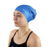 Indigo Sports Шапочка для плавания INDIGO силиконовая для длинных волос, Синий — фото 4