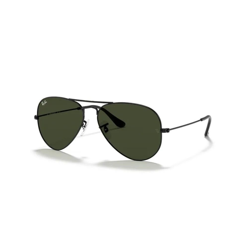 Солнцезащитные очки Ray-Ban Aviator Classic чёрные, зелёные линзы