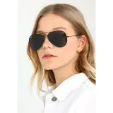 Солнцезащитные очки Ray-Ban Aviator Classic чёрные, зелёные линзы — фото 6