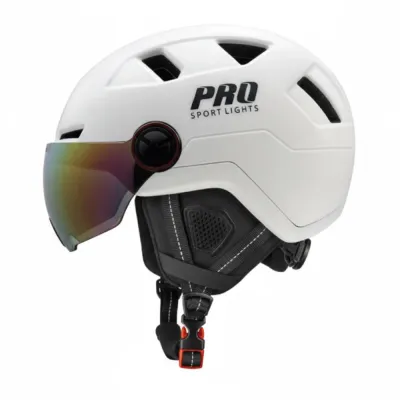 Pro Sport Lights Шлем для скоростного электровелосипеда с визором и накладками на уши, белый