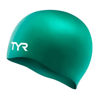 Шапочка для плавания силиконовая TYR Wrinkle-Free, зелёная