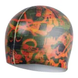 Шапочка для плавания Speedo Digital Printed Cap оливково-зелёная с оранжевым — фото 1