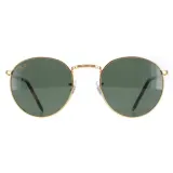 Солнцезащитные очки Ray-Ban New Round золотисто-зелёные — фото 1