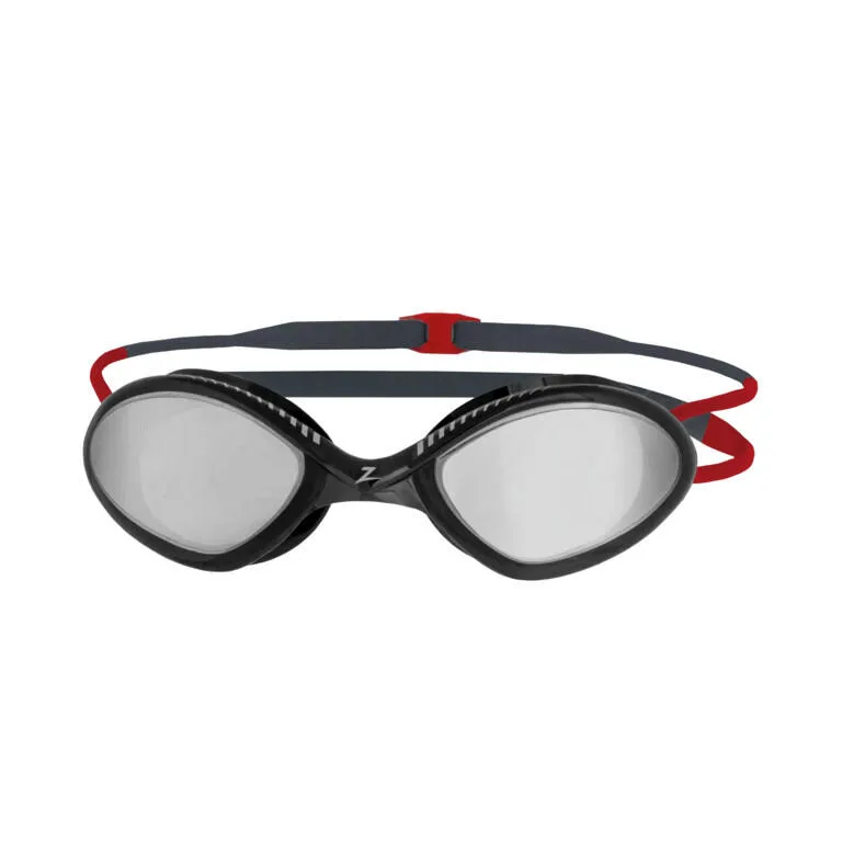 Очки для плавания Zoggs Tiger Titanium серые с красным, дымчатые зеркальные линзы