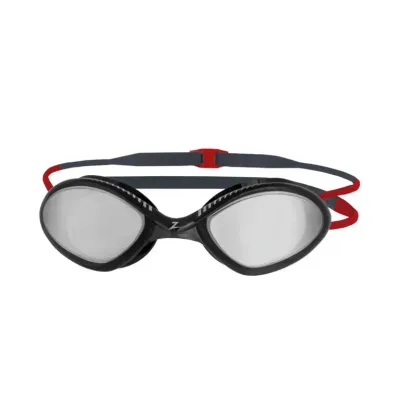 Очки для плавания Zoggs Tiger Titanium серые с красным, дымчатые зеркальные линзы