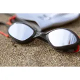 Очки для плавания Zoggs Tiger Titanium серые с красным, дымчатые зеркальные линзы — фото 2