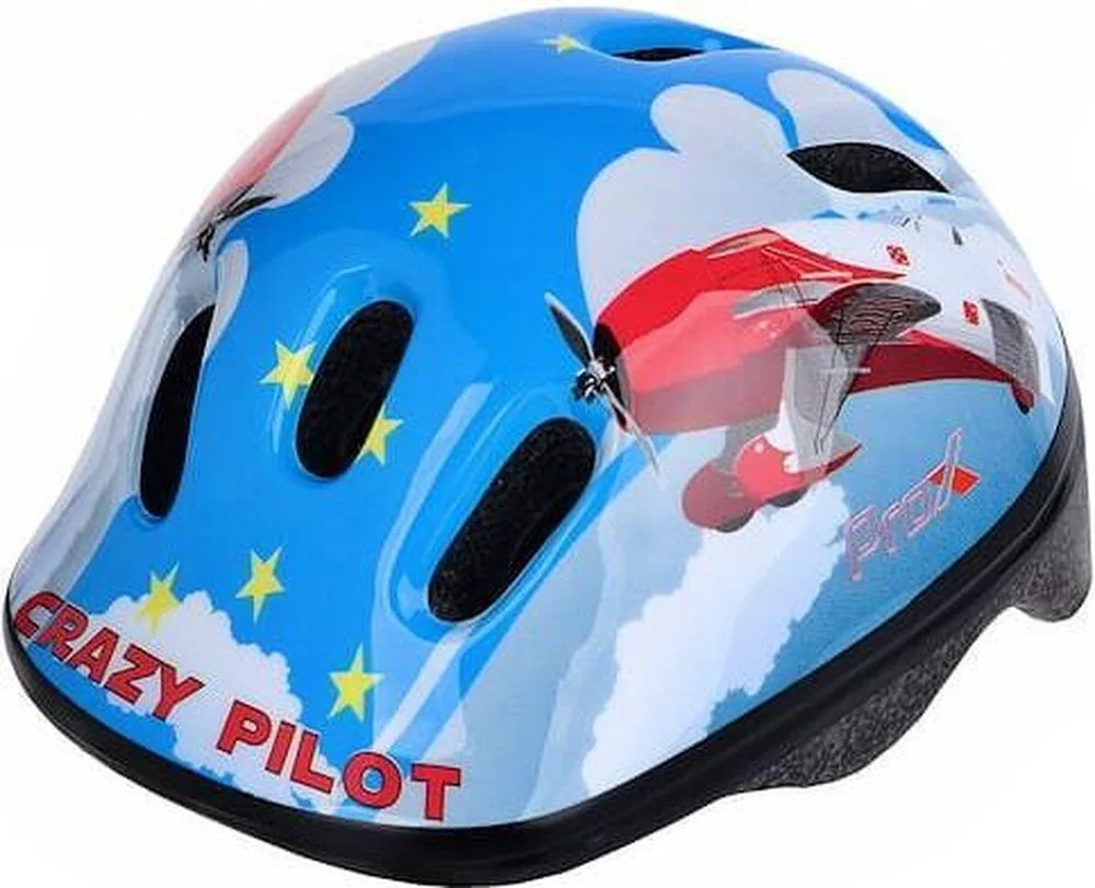 Шлем велосипедный детский PROX Crazy Pilot, сине-белый, XS 44-48 см